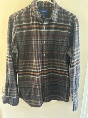 Apt. 9 Men's Plaid Button-Down Shirt in Gray, Brown and Rust
